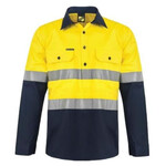 Mens Lightweight Half Placket Vented Cotton Drill Shirt With Semi Gusset Sleeve