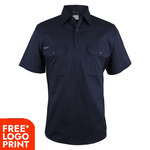 Mens Close Front Short Sleeve 150g Work Shirt