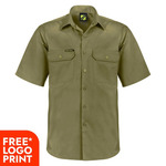 Mens Lightweight Short Sleeve Vented Cotton Drill Shirt