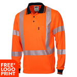 HiVis Segmented Tape X Back Polo Long Sleeve