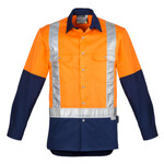 Mens Hi Vis Spliced Industrial Shirt - Shoulder Taped
