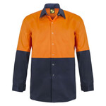 Mens Long Sleeve Two Tone Hi Vis Shirt With Studs