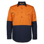 Mens Hi Vis Close Front Long Sleeve 150G Work Shirt