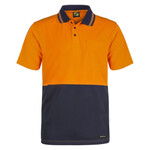 Mens Hi Vis Two Tone Short Sleeve Cotton Back Polo With Pocket