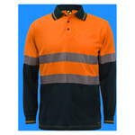 Mens Hi Vis Two Tone Long Sleeve Micromesh Polo With Pocket And Csr Reflective Tape