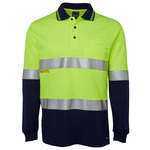 Mens Hi Vis Long Sleeve (D+N) Cotton Back Polo